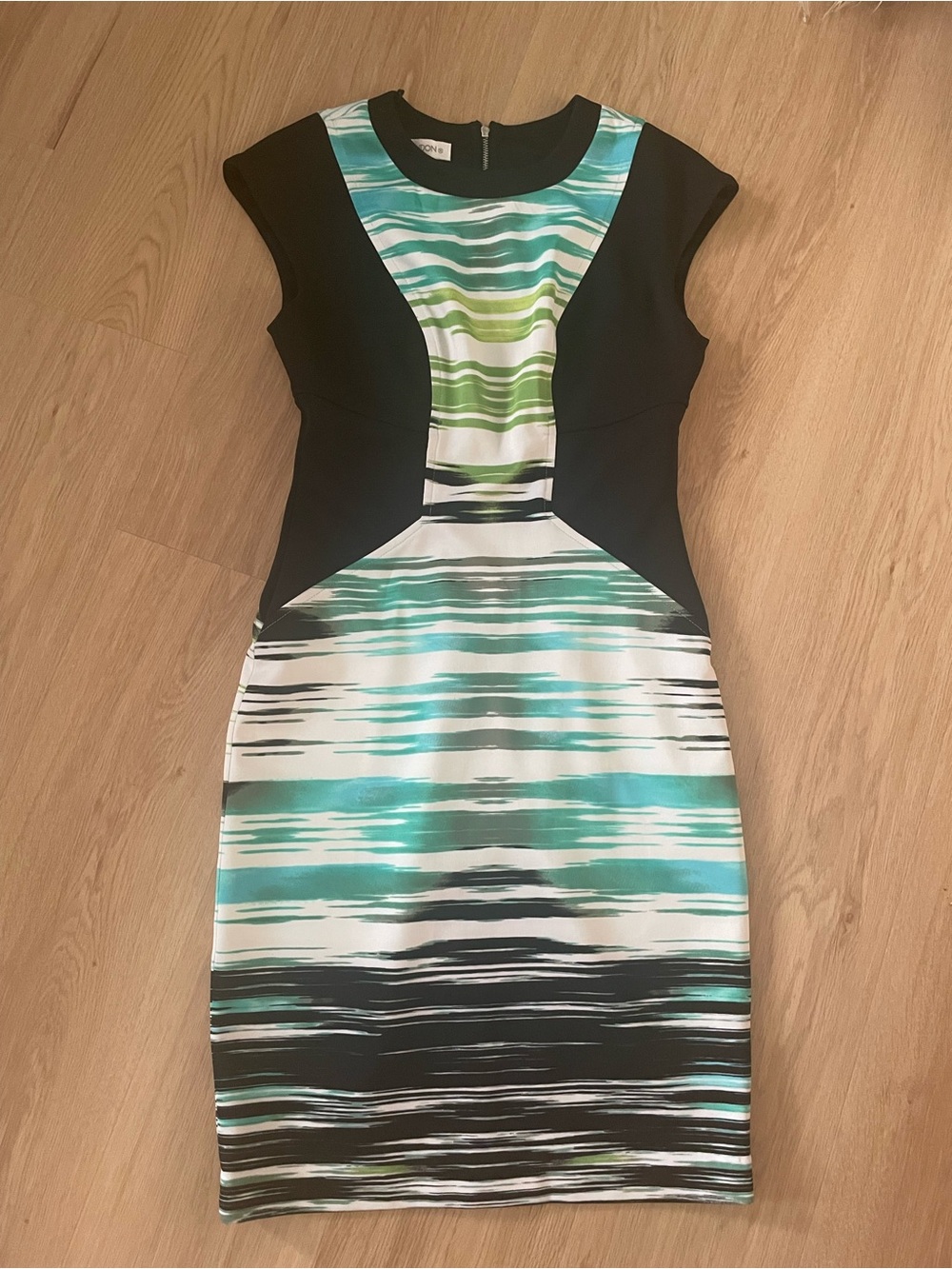 Maggy London Teal, Aqua & Black Sheath Dress